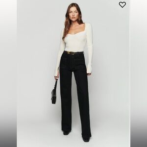 Reformation Alyssa High Rise Wide Leg Black Jeans